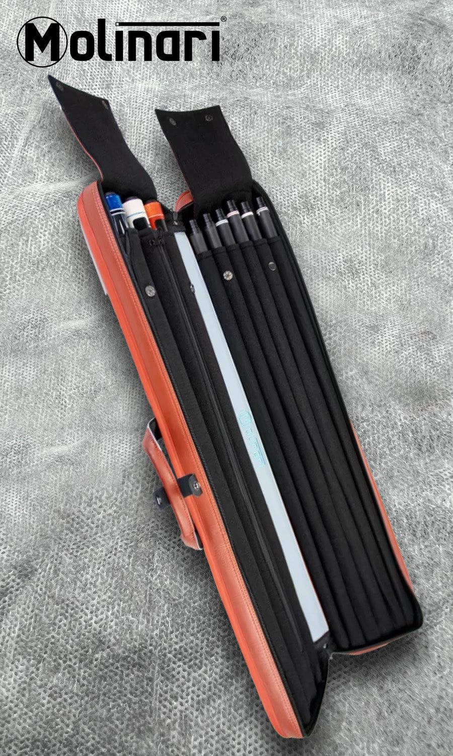 Molinari Retro Cue Bag Brown/Light Blue 3B/6S