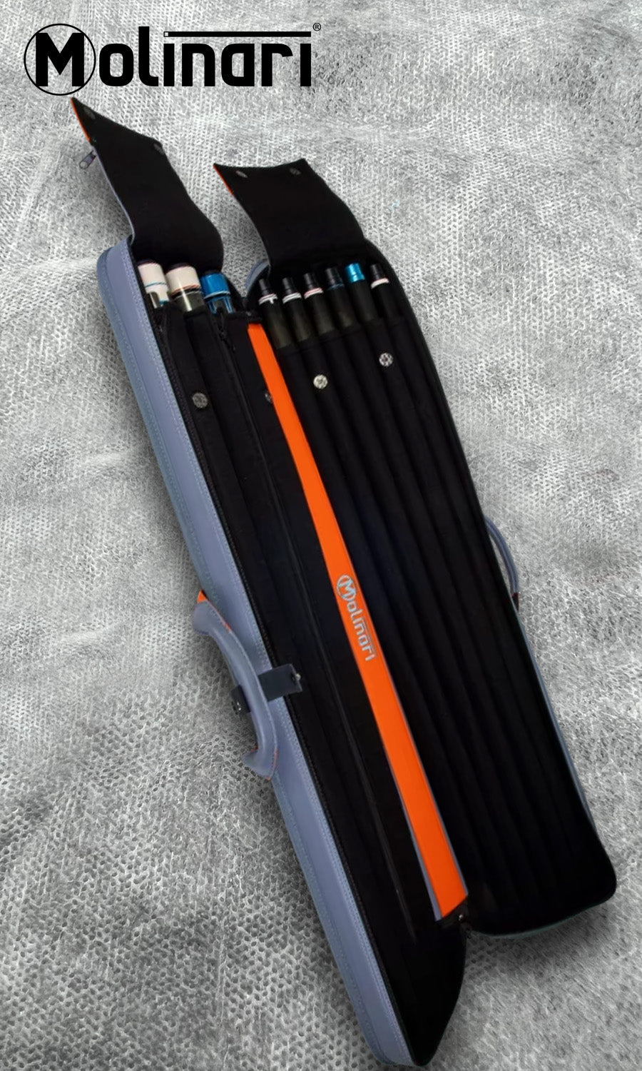 Molinari Retro Cue Bag Grey/Orange 3B/6S